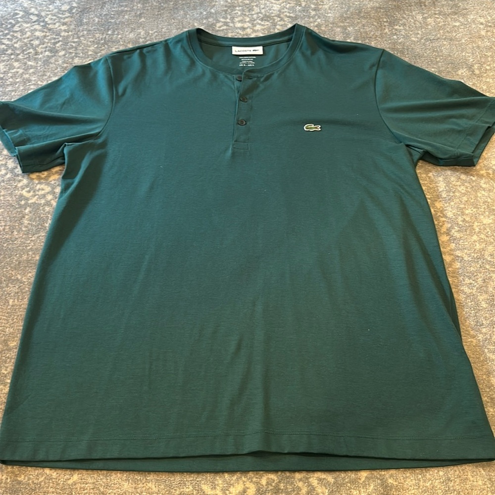 LACOSTE GREEN MENS 3 BUTTON SHIRT L NWOT